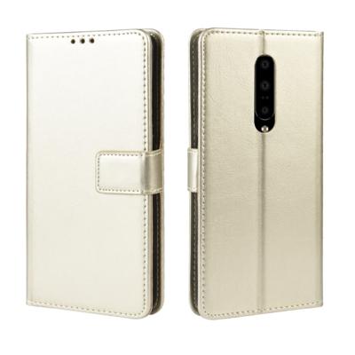 Retro Crazy Horse textuur horizontale Flip lederen case voor OnePlus 7 Pro met houder & kaartsleuven & fotolijstjes (goud)