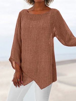 Asymmetric Linen Women Tunic Blouses