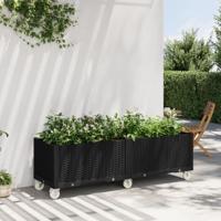 Plantenbak met wielen 160x50x54 cm polypropeen zwart