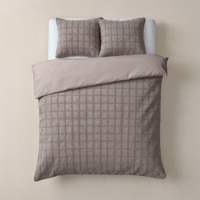 Dekbedovertrek Faux Fur Check Taupe Patroon 200x200 Cm Anti Allergie Sleeptime - Dekbed-Discounter.nl