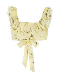 Miss Blumarine blouse crop à imprimé papillon - Jaune