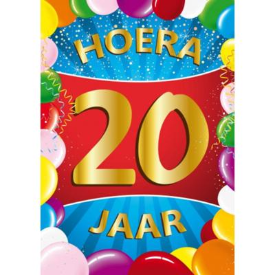 Verjaardag deurposter - 20 jaar - multi - 59 x 84 cm - leeftijd feestartikelen Verjaardag deurposter - 20 jaar - multi - 59 x 84 cm - leeftijd feestartikelen
