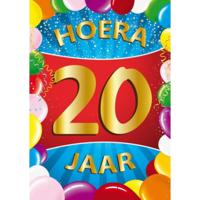 Verjaardag deurposter - 20 jaar - multi - 59 x 84 cm - leeftijd feestartikelen Verjaardag deurposter - 20 jaar - multi - 59 x 84 cm - leeftijd feestartikelen