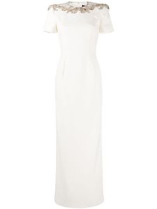 Jenny Packham robe longue Lana à ornements en cristal - Blanc