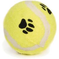 Tennisbal met pootprint hondenspeeltje geel 6.5 cm - thumbnail