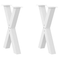 Eettafelpoten 2 st X-vormig 60x(72-73) cm staal wit