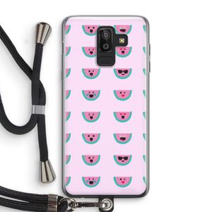 Smiley watermeloenprint: Samsung Galaxy J8 (2018) Transparant Hoesje met koord