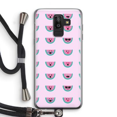 Smiley watermeloenprint: Samsung Galaxy J8 (2018) Transparant Hoesje met koord
