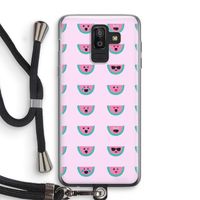 Smiley watermeloenprint: Samsung Galaxy J8 (2018) Transparant Hoesje met koord