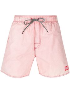 Diesel short de bain à patch logo - Rose