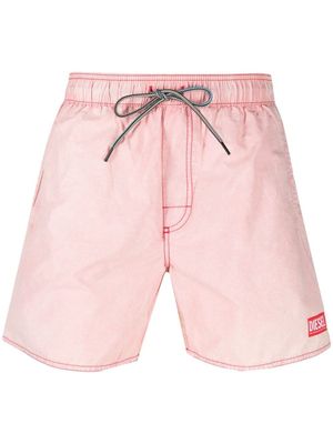 Diesel short de bain à patch logo - Rose