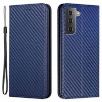 Samsung Galaxy S23 5G Wallet Case - Koolstofvezel - Blauw