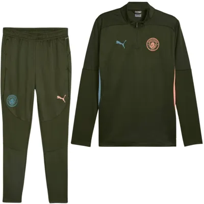 Manchester City 1/4-Zip Trainingspak Senior 2024/2025 Groen - Maat S - Kleur: Donkergroen | Soccerfanshop