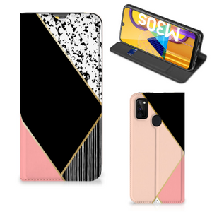 Samsung Galaxy M30s | M21 Stand Case Zwart Roze Vormen