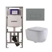 QeramiQ Dely Swirl Toiletset - 36.3x51.7cm - Geberit UP320 Burda inbouwreservoir - slimzitting - bedieningsplaat licht grijs - rechthoekige knoppen - wit glans 0701131/SW1102375/SW1000766/SW1026256