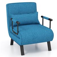 4-in-1 Slaapstoel Inklapbaar Slaapbank met 5 Standen Verstelbare Rugleuning Bankbed Blauw