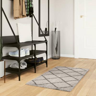 VidaXL Vloerkleed pamplona shaggy hoogpolig 60x110 cm beige antraciet