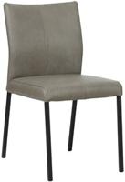 Grijze leren moderne eetkamerstoel Basic - poot vierkant zwart - Granada leer Steel (grijs leer)