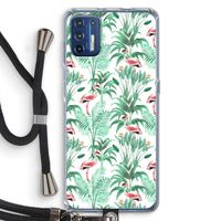 Flamingo bladeren: Motorola Moto G9 Plus Transparant Hoesje met koord