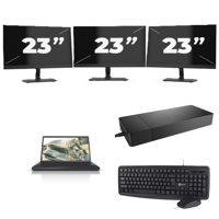 Fujitsu Lifebook A3510 - Intel Core i3-10e Generatie - 15 inch - 8GB RAM - 256GB SSD - Windows 11 Home + 3x 23 inch Monitor