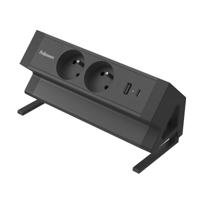 Fellowes contactdoos Power Desk 2, 2 stopcontacten + 1 x USB-A + 1 x USB-C, zwart, voor België