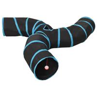 VidaXL Kattentunnel 3-voudig 25 cm polyester zwart en blauw