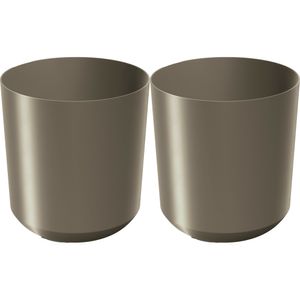 Plantenpot/bloempot Babylon - 2x - kunststof - buiten/binnen - titanium grijs - D29 x H29 cm