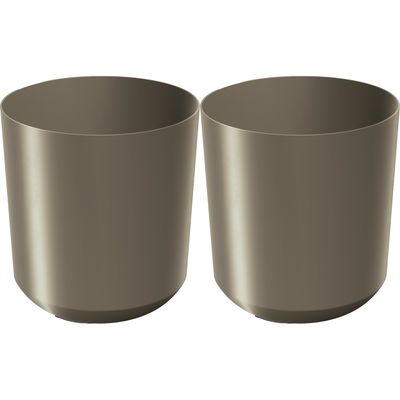 Plantenpot/bloempot Babylon - 2x - kunststof - buiten/binnen - titanium grijs - D29 x H29 cm