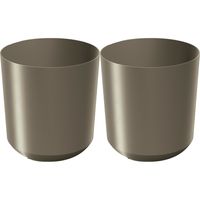 Plantenpot/bloempot Babylon - 2x - kunststof - buiten/binnen - titanium grijs - D29 x H29 cm