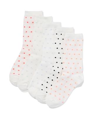 HEMA Damessokken Stippen - 5 Paar Wit (wit)