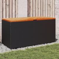 Tuinbox 110x50x54 cm poly rattan en acaciahout zwart - thumbnail