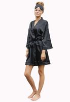 Kimono dames zwart - satijn - Satin-Luxury