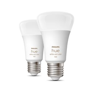 Philips Lighting Hue LED-lamp (2 stuks) 871951429131700 Energielabel: F (A - G) Hue White & Col. Amb. E27 Doppelpack 2x800lm 75W E27 11 W Warmwit tot koudwit