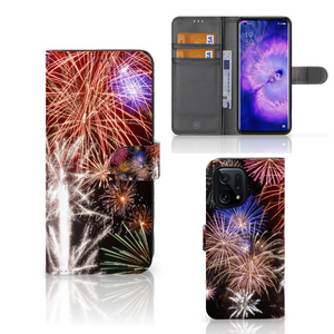 OPPO Find X5 Wallet Case met Pasjes Vuurwerk