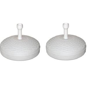 Ronde parasolvoet - 2x - wit - rotan kunststof - D45 cm - vullen met zand/water