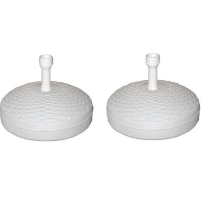 Ronde parasolvoet - 2x - wit - rotan kunststof - D45 cm - vullen met zand/water
