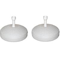 Ronde parasolvoet - 2x - wit - rotan kunststof - D45 cm - vullen met zand/water Ronde parasolvoet - 2x - wit - rotan kunststof - D45 cm - vullen met zand/water