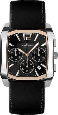 Jacques Lemans horlogeband 1-1522 Leder Zwart 26mm + zwart stiksel