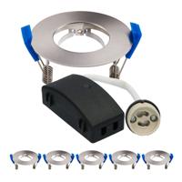 Set van 6 Pisa - LED Inbouwspots - Armatuur - Diameter 85mm - GU10 Fitting incl. lamphouder - Rond - IP65 voor badkamer en buiten - RVS