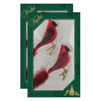 4x stuks luxe glazen decoratie vogels op clip kardinaal rood 15 cm 4x stuks luxe glazen decoratie vogels op clip kardinaal rood 15 cm