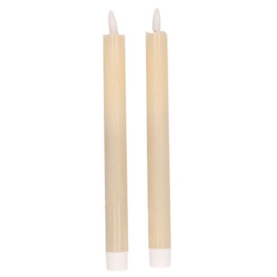2x Creme witte LED kaarsen/dinerkaarsen 25,5 cm