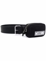 Moschino ceinture à pochette en cuir à logo imprimé - Noir