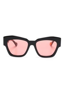 Gucci Eyewear lunettes de soleil oversize à plaque logo - Noir