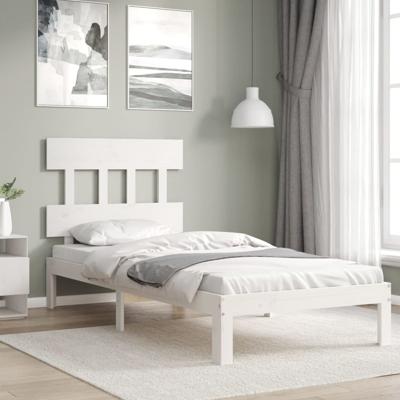 Bedframe zonder matras massief grenenhout wit 90x200 cm