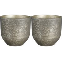 2x stuks plantenpot/bloempot zwart met flakes patroon - D24/H22 cm