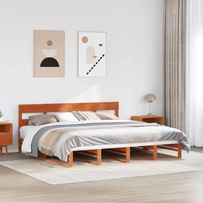 Bedframe zonder matras massief grenenhout wasbruin 200x200 cm