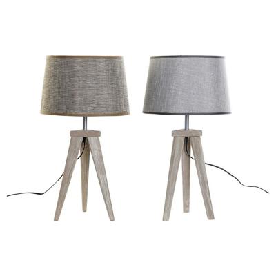 Bureaulamp DKD Home Decor Laken Grijs Bruin Linnen 250 V 60 W Pijnboom (30 x 30 x 57.5 cm) (2 pcs)