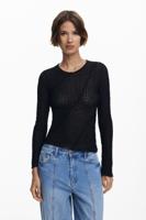 T-shirt met dwarsnaden - BLACK - S T-shirt met dwarsnaden - BLACK - S