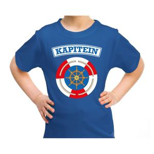 Kapitein verkleed t-shirt blauw voor kinderen