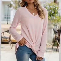 Dames Trui Trui breien Gebreid Dun Heldere kleur V-hals Basic Stijlvol Buiten Huis Lente Zomer blauw Blozend Roze S M L / Lange mouw / Casual / Normale pasvorm Lightinthebox - thumbnail